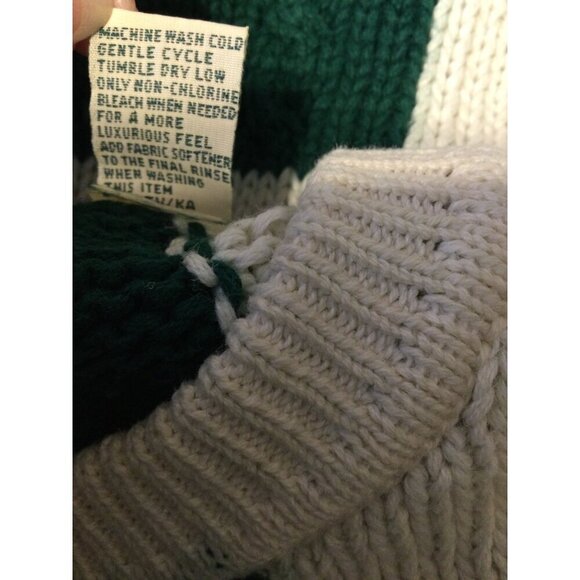 Vintage St Johns Bay Checkerboard Knit Grandpa Sweater Cable Knit Mens L - Picture 9 of 14